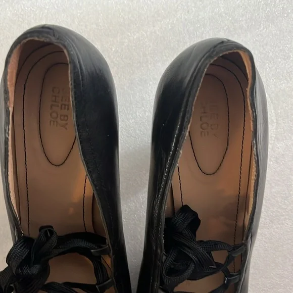 See by Chloe Black Lace Up Heels Pumps Sz 41 - Picture 14 of 14